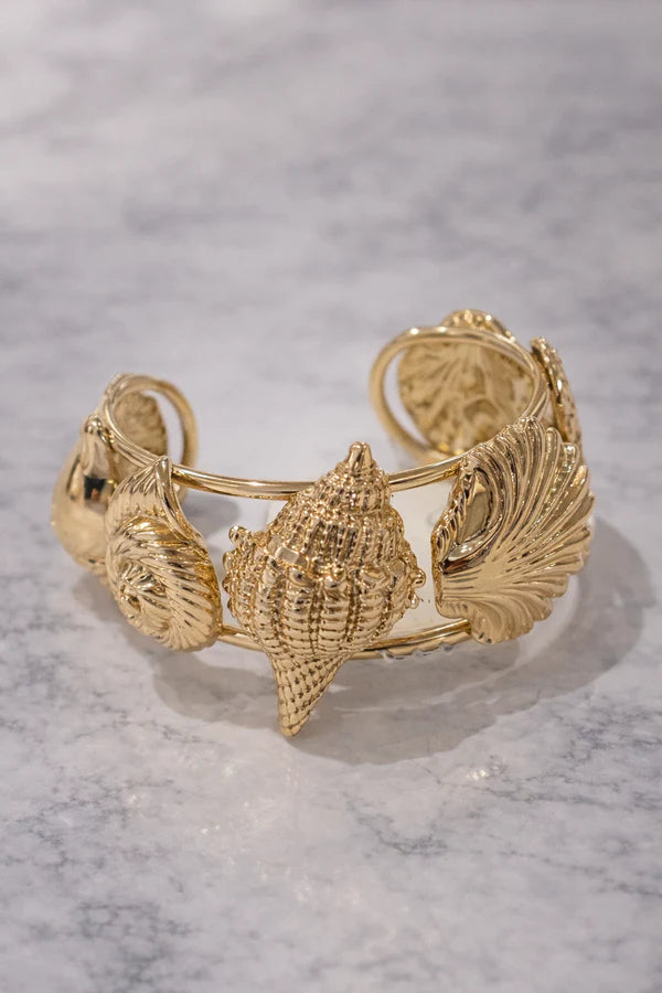 Golden Seashell Cuff Bracelet